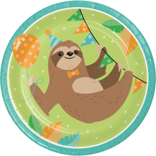 Sloth Party Plates for a Boy or Girls Birthday Party