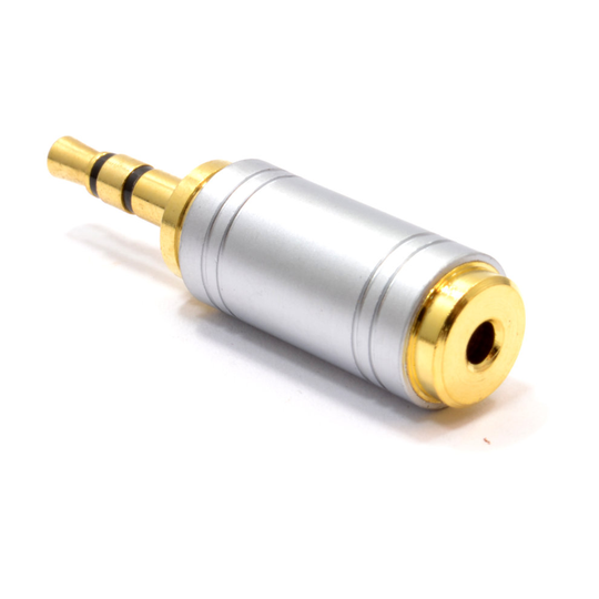 kenable Slimline Metal 2.5mm Stereo Socket to 3.5mm Headphone Jack Plug Adapter Gold