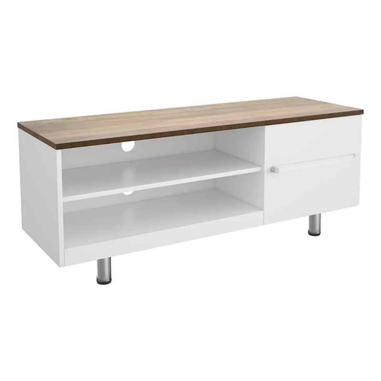 AVF Whitesands 120cm Satin White and Wood Finish TV Stand