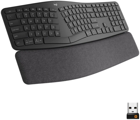 Logitech ERGO K860 Ergonomic Full Size Wireless Keyboard, Graphite