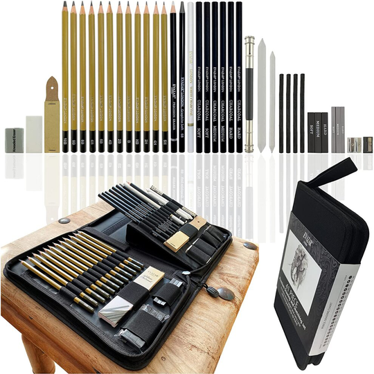 Premium Art Supplies Drawing Kit incl. Sketching & Drawing Pencils; A5 Sketch pad; Professional Quality 41 Piece Art Set...