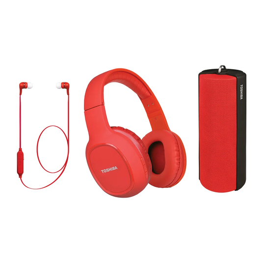 Toshiba HSP-3P19 Wireless 3-in-1 Gift Pack, Headphones, Speaker & Earbuds - Red