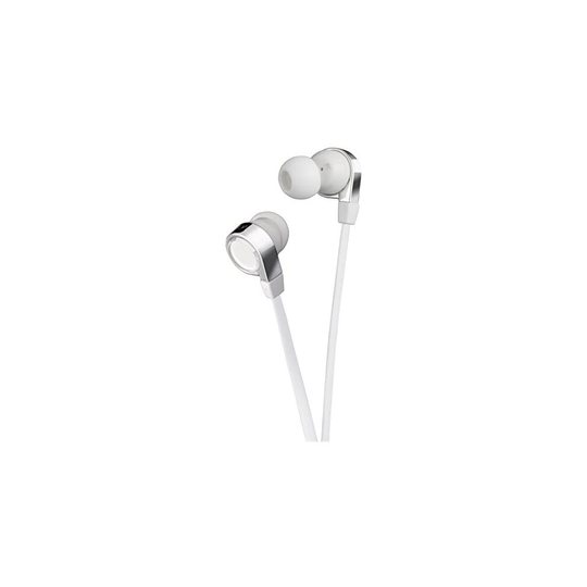 JVC Esnsy In-Ear Headphones with a Tangle Free Flat Cord and Small/Medium/Large Ear Pieces Compatible with iPhone and Android Devices - White/Si