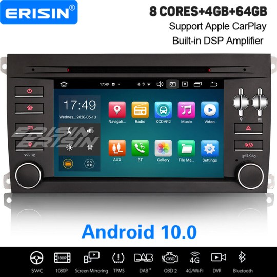 8-Core Android 10.0 Car Stereo Porsche Cayenne Head Unit DSP OBD2 WiFi DAB+ CarPlay Sat Nav
