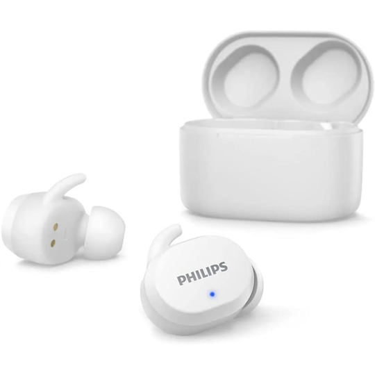 Philips True Wireless Earbuds with Touch Controls, Water Resistance & Built-in Mic - White