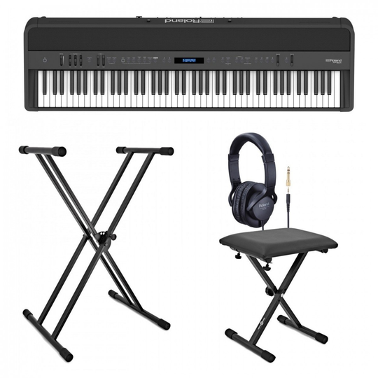 Roland FP-90X Digital Piano with Stand Stool and Headphones Black