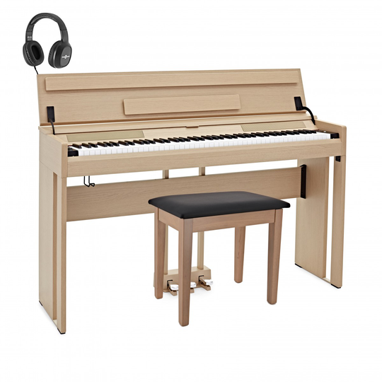 DP-12 Compact Digital Piano by Gear4music + Stool Pack Light Oak