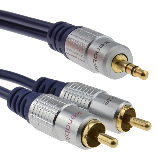 kenable Pure HQ OFC 3.5mm Stereo Jack to 2 RCA Phono Plugs Cable Gold 0.5m