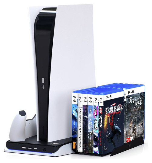 DLX Twin Charging Tower With Cooling Fans & Game Storage PS5