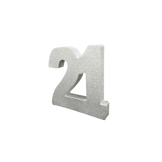 Silver Glitter Number Table Decoration Age 21