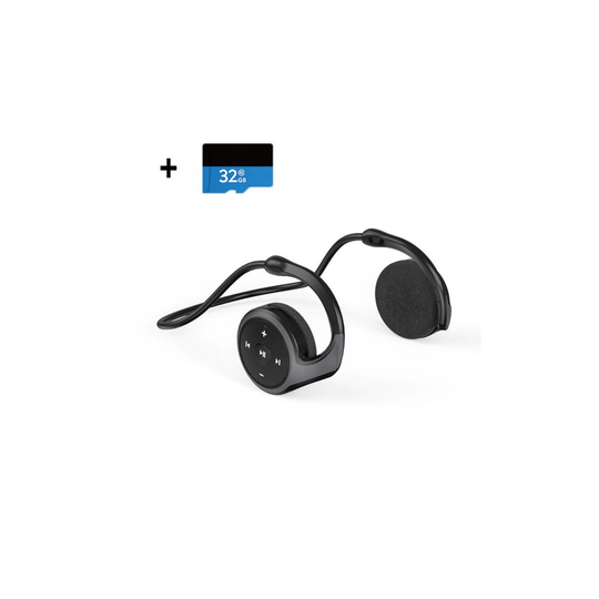 (Black with 32GB card) Sport Wireless Headphones with MP3 player FM Radio Microphone