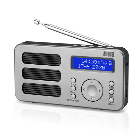 (Silver) DAB/DAB+/FM Portable Digital Radio Alarm Clock with Rechargable Battery - MB225