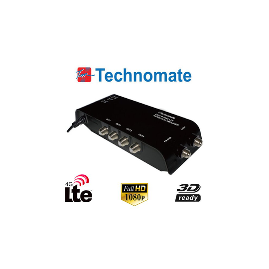Technomate TM-4 AMP B 4-Way IR Pass 4G LTE Distribution Amplifier TV SKY DAB