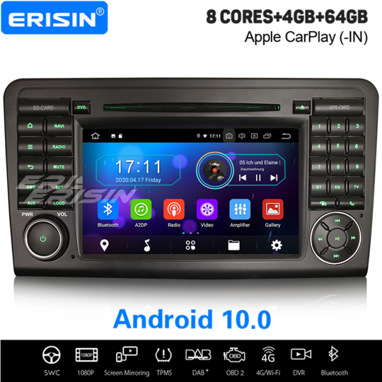 Octa-Core Android 10.0 CarPlay Car Stereo WiFi OBD2 DAB+ Sat Nav Mercedes-Benz ML/GL Class W164