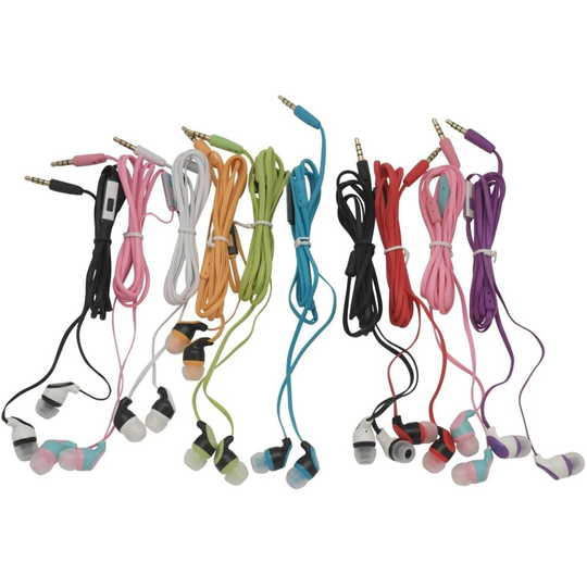 JustJamz Kidz 2.0 Color Call with Mic Stereo Earbud Headphones Mixed Colors - 100 Pack