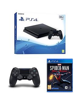 Sony Playstation 4 500Gb Console With Marvel Spider-Man Miles Morales And Dualshock Controller - Black