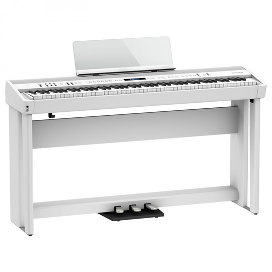 Roland FP-90X Digital Piano with Wood Frame Stand and Pedals White