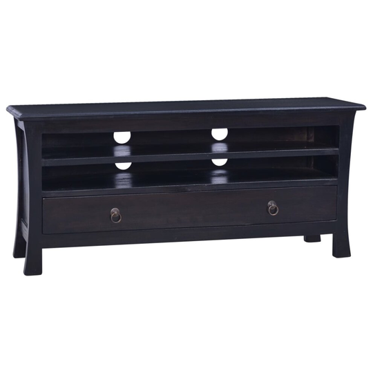 vidaXL Solid Mahogany Wood TV Cabinet Light Black Coffee Media Stand Sideboard
