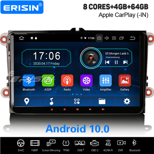 9" 8-Core Android 10.0 Car Stereo WiFi DAB+ Sat Nav For VW Golf 5/6 Passat Touran Amarok Jetta Skoda