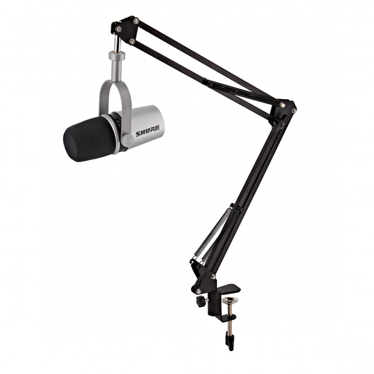Shure MV7 Podcast Microphone Silver with Studio Arm