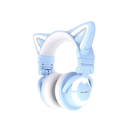 Valtron cute cat wireless headphones RGB lights 3G headset Blue