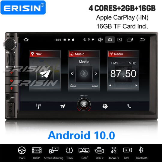 Android 10.0 Universal Car Stereo DAB+ Navi DVR WiFi OBD DVB-T TPMS CarPlay Double 2 DIN